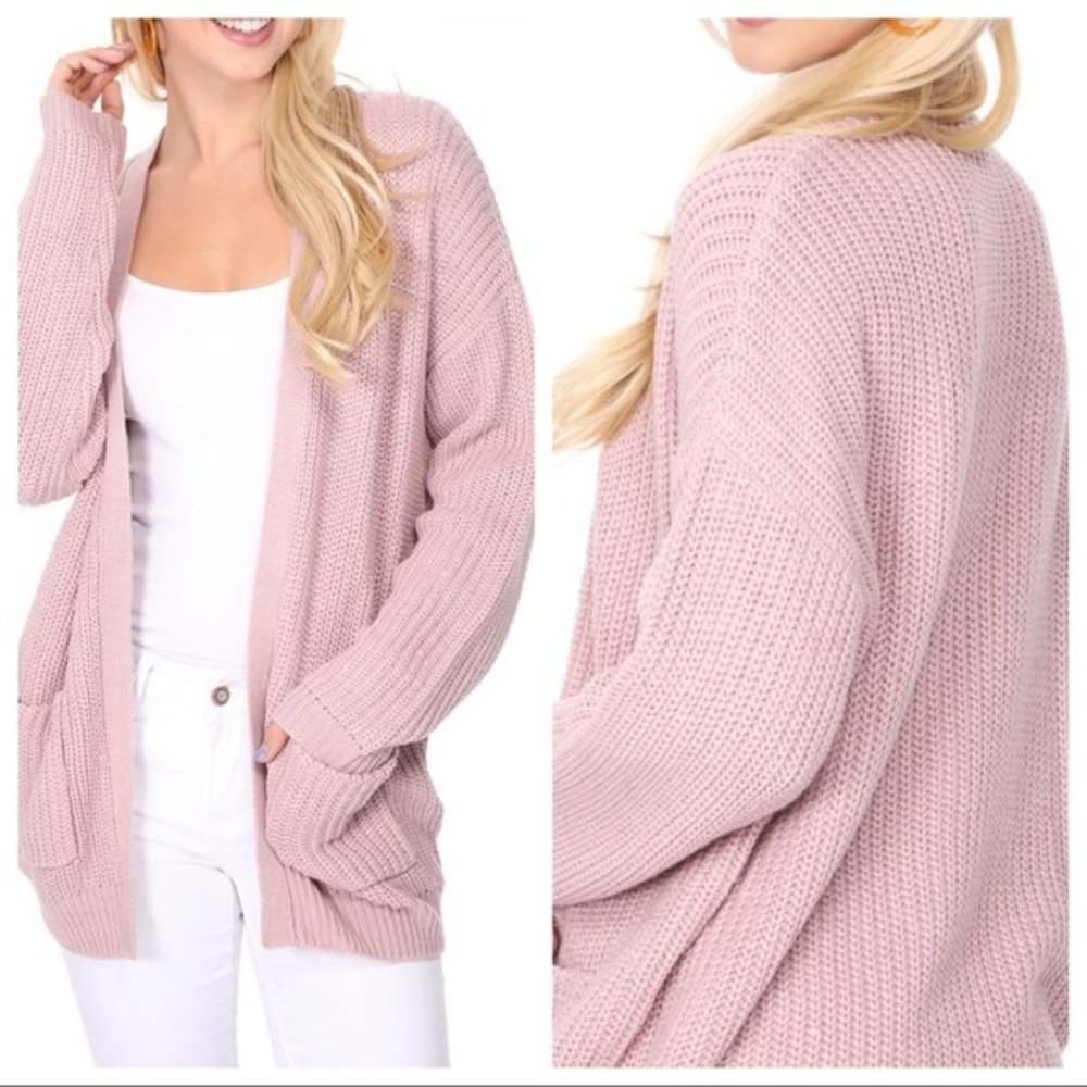 Pink Chunky Knit Cardigan